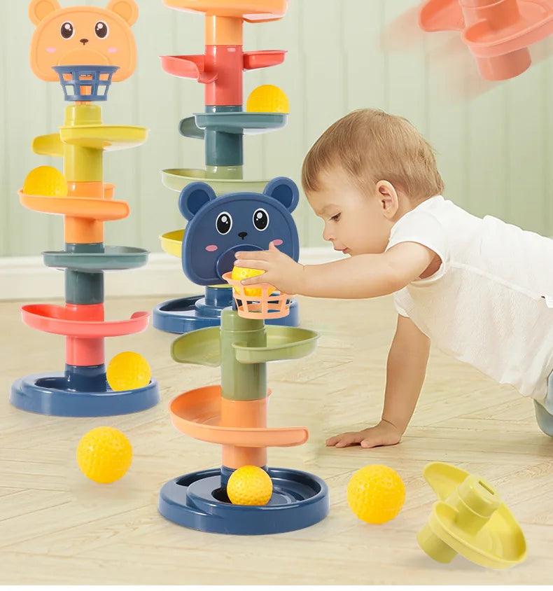 Rolling Ball Pile Tower Brinquedos para bebês, brinquedo educativo precoce