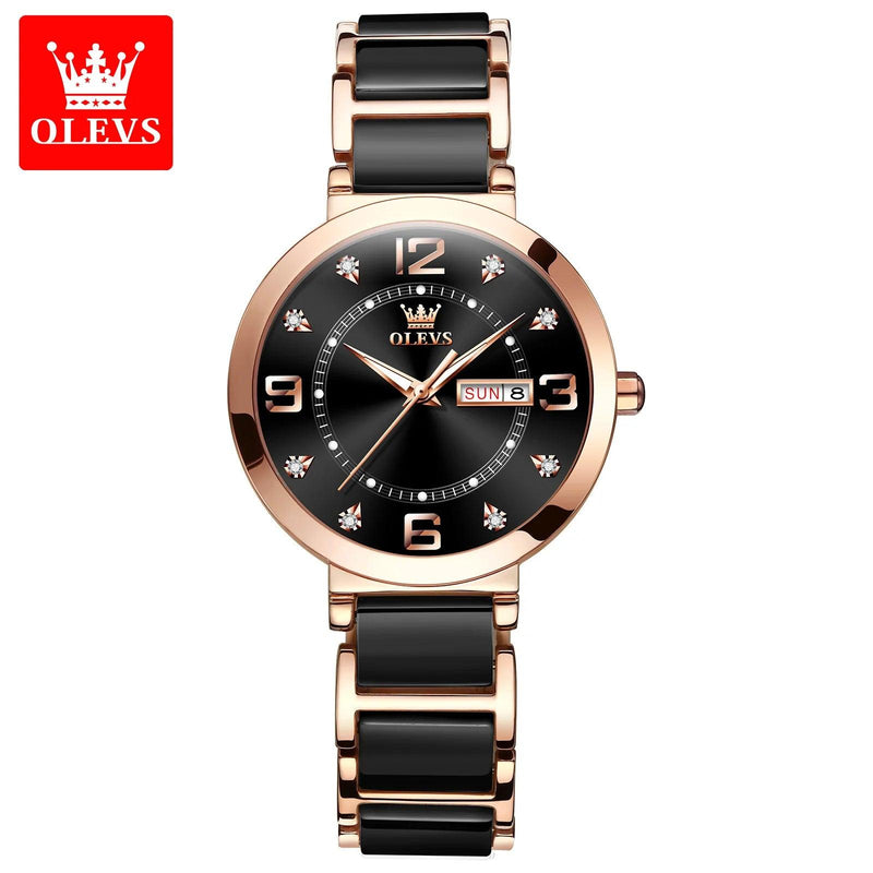 OLEVS-Relógio de pulso de quartzo impermeável feminino, elegante relógio puls