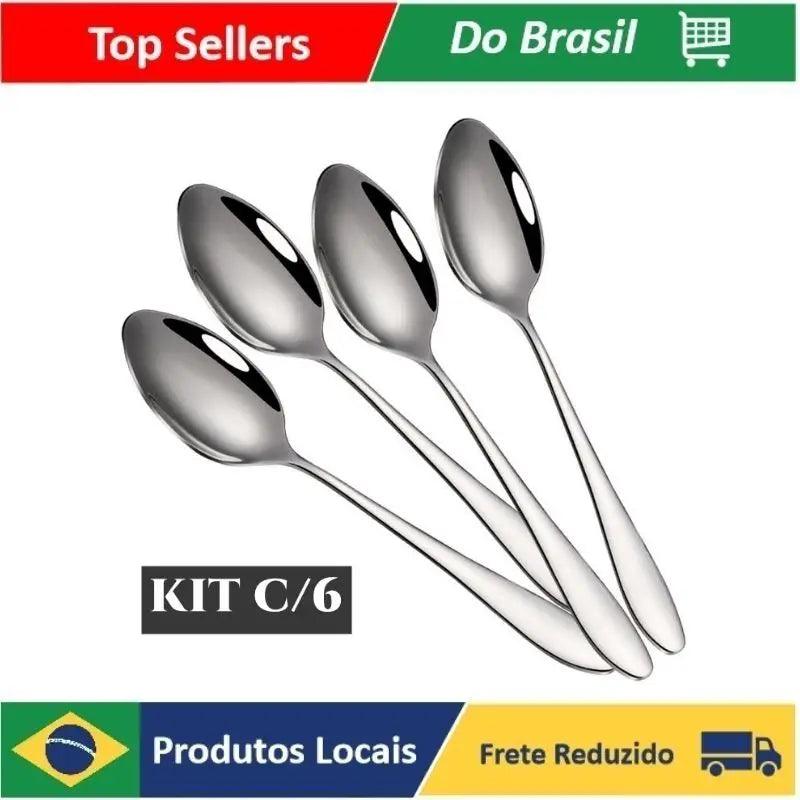 6 Colheres Grande De Aço Inox